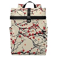 ALAZA Japanese Cherry Blossom Sakura Vintage Large Laptop Backpack Purse for Women Men Waterproof Anti Theft Roll Top Backpack, 13-17.3 inch
