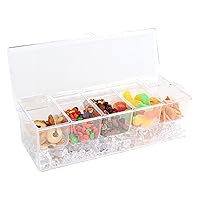 7Penn Condiment Tray with Ice Chamber, 5 Condiment Containers, Lid, 3 Tongs, 3 Spoons - Chilled Condiment Server Caddy