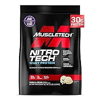 Muscletech Whey Protein Powder (Vanilla Cream, 10 Pound) - Nitro-Tech Muscle Building Formula with Whey Protein Isolate & Peptides - 30g of Protein, 3g of Creatine & 6.6g of BCAA