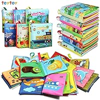 teytoy My First Soft Book,Nontoxic Fabric Baby Cloth Books Early Education Toys Activity Crinkle Cloth Book for Toddler, Infants and Kids Perfect for Baby Shower -Pack of 6
