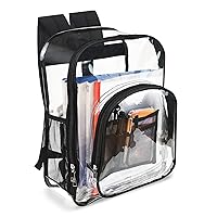 Clear Backpack Stadium Approved Heavy Duty PVC Bookbag Transparent Bag with Clear Zipper Pen Pencil Case for Sports,Work,Stadium,Security Travel,College.