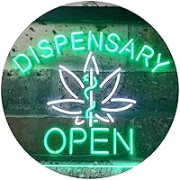 Dispensary Open Shop Dual Color LED Neon Sign White & Green 24