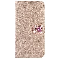 XYX Wallet Case for Samsung Galaxy A25 5G 6.5 inch, Bling Glitter Red Love Diamond Buckle Luxury Flip Card Slot Girl Women Phone Case Protection Cover, Gold