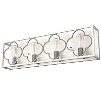Hunter - Gablecrest 4-light Distressed White, Medium Size Vanity Light, Dimmable, Transitional Style, for Bedrooms, Kitchens, Foyers, Bathrooms - 19399