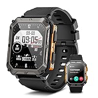Military Smart Watch for Men -Bluetooth Call(Answer/Dial Calls), IP68 Waterproof Outdoor Tactical Rugged Smartwatch, 1.83