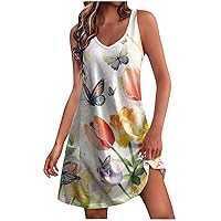 XJYIOEWT Spring Dress,Womens Fashion Solid Color Round Neck Dress Design Sense Printed Fashion Pocket Casual Suspended