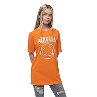 Nirvana Kids T Shirt White Smile Band Logo Official Orange (Ages 5-15Yrs) Size XX-Large (14/15Yrs)