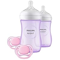 Philips AVENT Natural Baby Bottle with Natural Response Nipple, Purple Baby Gift Set, SCD837/01