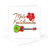 3dRose Mele Kalikimaka, Hawaiian for Merry Christmas and Ukulele - Greeting Card, 6 by 6-inch (gc_295373_5)