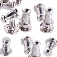 RUBYCA 500 Sets Silver Head Button Studs and Posts, Metal Screwback Studs, Chicago Screws for Leather Crafting 9mm X 6mm