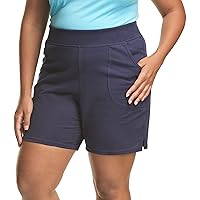 Just My Size Women's Plus Size Cotton Jersey Shorts, Pull-on Gym Shorts, 7
