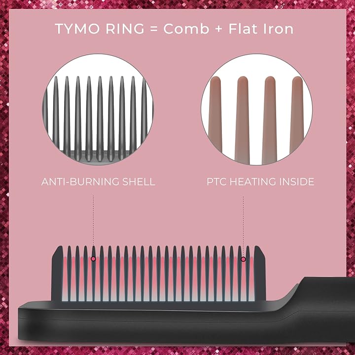 Mua Tymo hair straightener brush - Tymo ring curly hair straightener with  20s fast heating, 5 thermostatic level hot hair straightener combs, 30  minute auto-off & 110V-240V, hair silky straightening brush trên