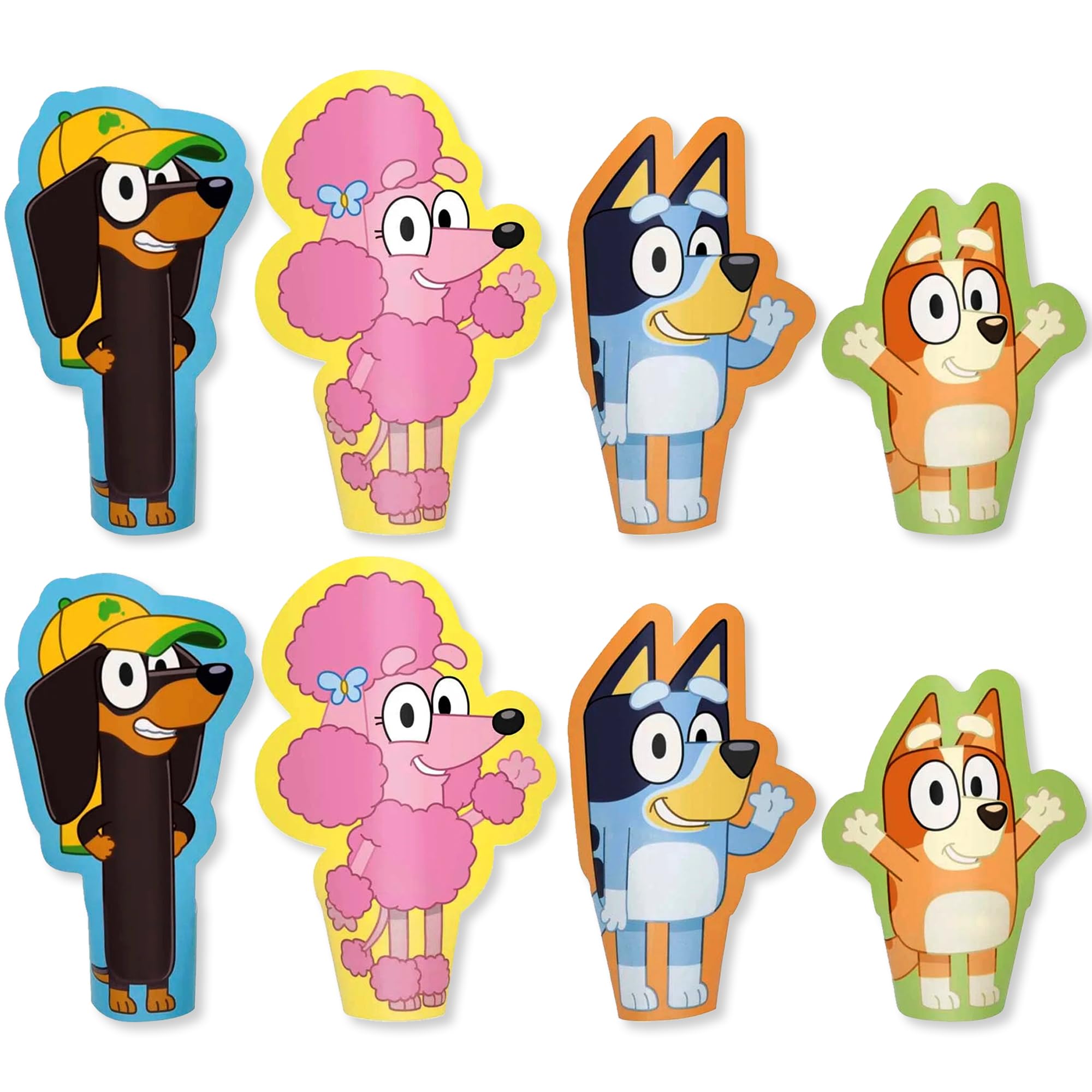 Bluey Die-Cut Paper Finger Puppets - (8 Pack) | Multi-Colored Puppets for Creative Play & Interactive Games