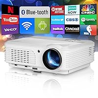 Android Projector TV, 1080P Bluetooth 5500LM Projector with WIFI, 4P Keystone, 2× HDMI 200'' Screen LED HD Movie Projector Support Airplay IOS Phone Wireless Display DVD/PS5/PC, Built-in