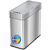 4 Gallon Slim Sensor Trash Can (Lid Opens Left) with AbsorbX Odor Control, 15 Liter Slim Stainless Steel Automatic Wastebasket, Space-Saving Bin for Bathroom, Kitchen, Office, Hotel