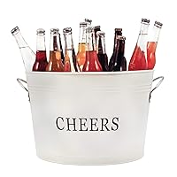 Twine Rustic Farmhouse Decor Galvanized Tubs for Drinks, Beverage Tub, Drink Buckets for Parties, Metal Tub, Beer Buckets, Cream, 6.3 Gallons Set of 1