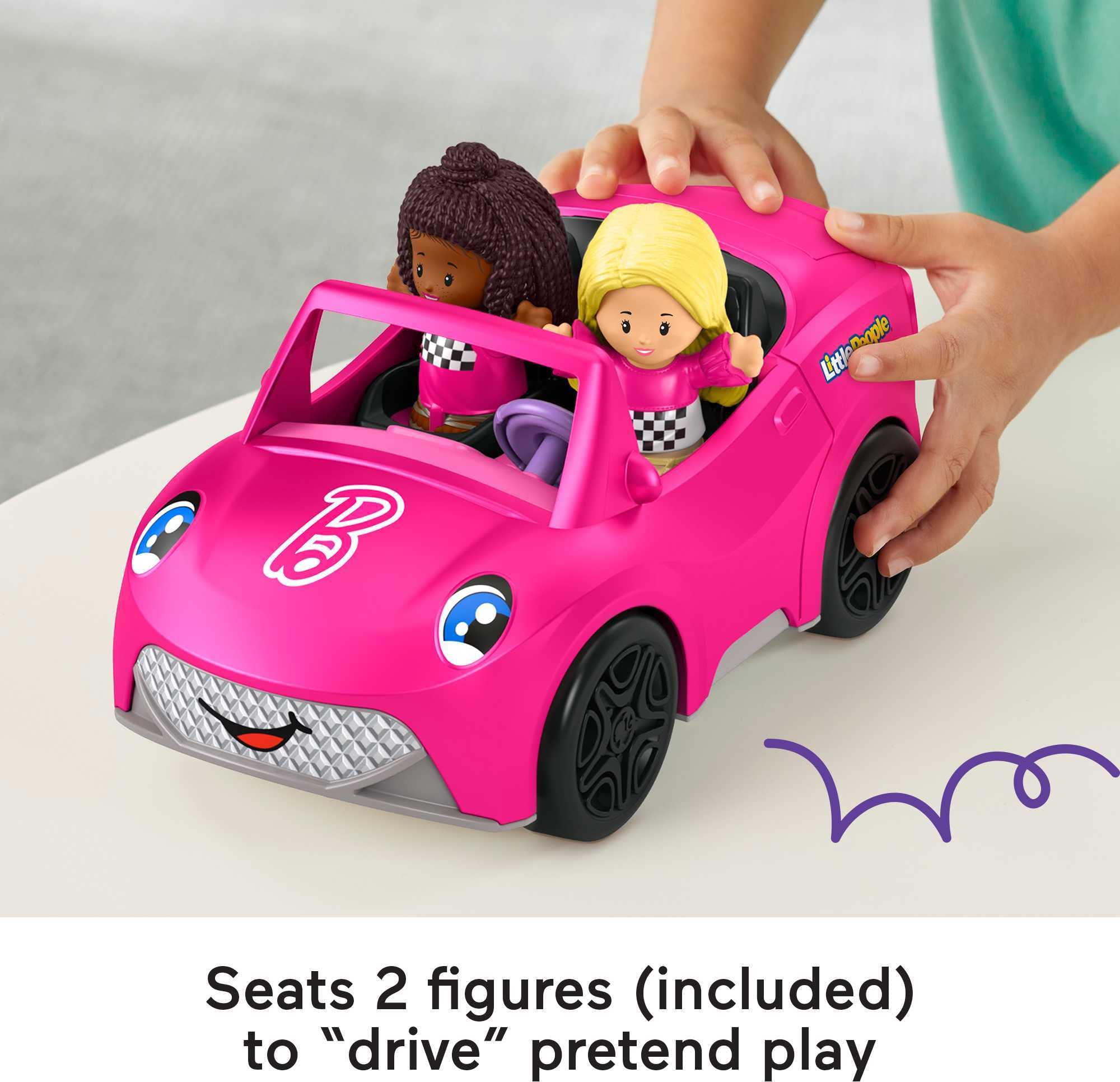 Little People Barbie Toddler Toy Car Convertible with Music Sounds & 2 Figures for Pretend Play Ages 18+ Months