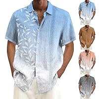 Hawaiian Shirt for Men Big and Tall Casual Short Sleeve Button Down Shirt Men Holiday Bowling Beach Tops Mens Shirts