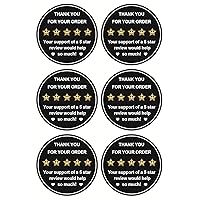 5 Star Review Delivery Labels,2 inch 300pcs Thank You for Your Order Stickers