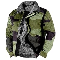 Man's Casual Lapel Sherpa-Lined Jacket Full Zip Thick Fleece Flannel Coat Winter Overcoat Big And Tall Mens Jackets