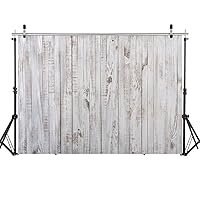 WOLADA 7x5FT Vintage Wood Backdrop Retro Rustic White Gray Wooden Floor Backdrops for Photography Kids Adult Photo Booth Video Shoot Vinyl Studio Prop 11890