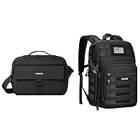 MOSISO Camera Bag Case&Tactical Camera Backpack, Camera Messenger Bag Crossbody Camera Shoulder Bag with Tripod Holder&15-16 inch Laptop Compartment&Rain Cover Compatible with Canon/Nikon/Sony, Black