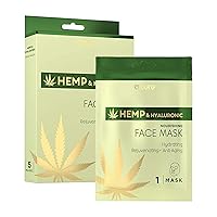 AZURE Hemp Oil & Hyaluronic Acid Nourishing Facial Sheet Mask - Anti Aging, Rejuvenating & Deeply Hydrating Face Mask - Reduces Fine Lines & Wrinkles, Locks in Moisture - Skin Care Made in Korea - 5 Pack