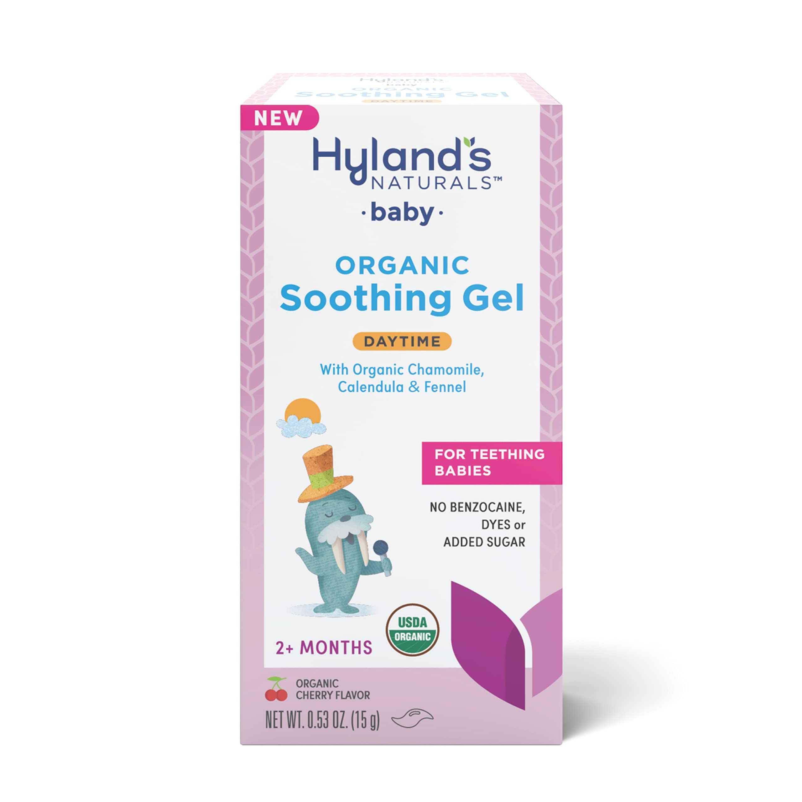 Hyland’s Naturals Baby - Organic Daytime Soothing Gel, with Chamomile, Calendula, & Fennel, Easy-to-Apply, Ages 2 Months & Up, 0.53 Ounce