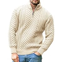 Men's Irish Fisherman Sweaters Cable Knit Half Zip Jacquard Pullover Sweater