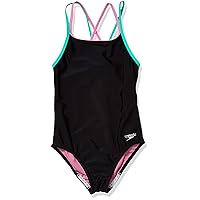 Speedo Girls' Swimsuit One Piece Solid Cross Back Multi Straps