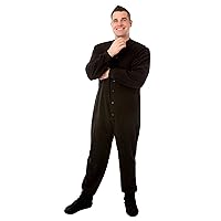 Black Micro Polar Fleece Adult Footed Pajamas with Drop Seat Onesie for Men & Women