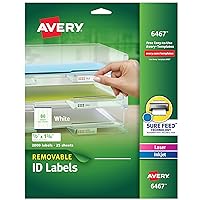 Avery Removable ID Labels, Sure Feed, Removable Adhesive, 0.5