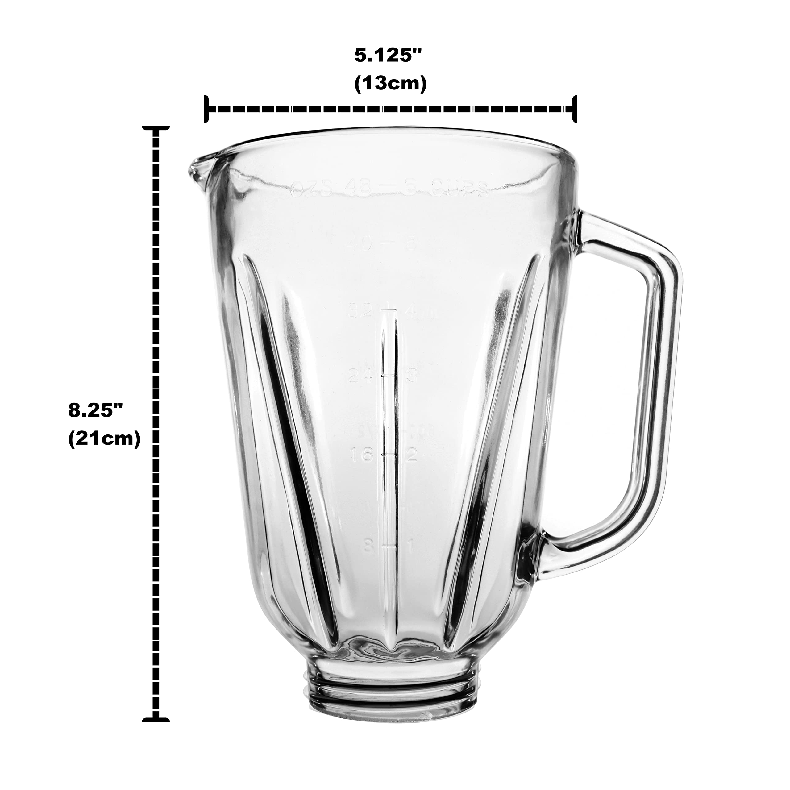 Univen 6 Cup Round Glass Blender Jar Compatible with Hamilton Beach Blenders