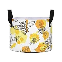 Bee Honey Honeycombs Grow Bags 5 Gallon Fabric Pots with Handles Heavy Duty Pots for Plants Nonwoven Fabric Pots Thickened Plant Grow Bag for Potato Tomato Fruits Flowers Garden