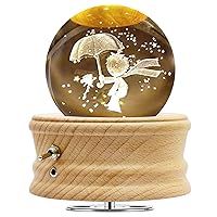 3D Crystal Ball Music Box with Projection LED Light and Rotating Wooden Base, Gift for Birthday Christmas Day, Valentine's Day, Music Boxes for Women Mom Daughter (Prince)