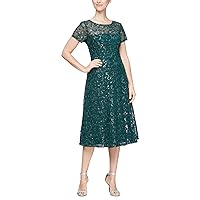 S.L. Fashions Women's Tea Length A-line Dress
