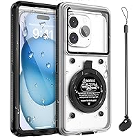 Beasyjoy Waterproof Phone Case, Underwater Snorkeling Diving Phone Case, Universal Self-Check Water Proof Case Up to 6.9 Inch for iPhone 15/14/13/12/11 and Samsung S24/S23/S22/Google Series - Black