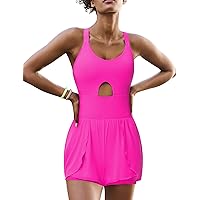 Lingswallow Athletic Workout Romper One Piece Jumpsuit for Women Tennis Dress Gym Shorts Yoga Active Wear Outfits