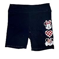 Juniors Black High Waisted Biker Shorts with Minnie Mouse Faces, Disney Outfits and Apparel for Girls