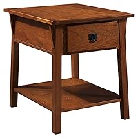 Leick Home Mission End Locking Made with Solid Wood, for Living Rooms, Russet Finish Side Table with Secret Compartment, 20 x 24 x 24, Slate Black