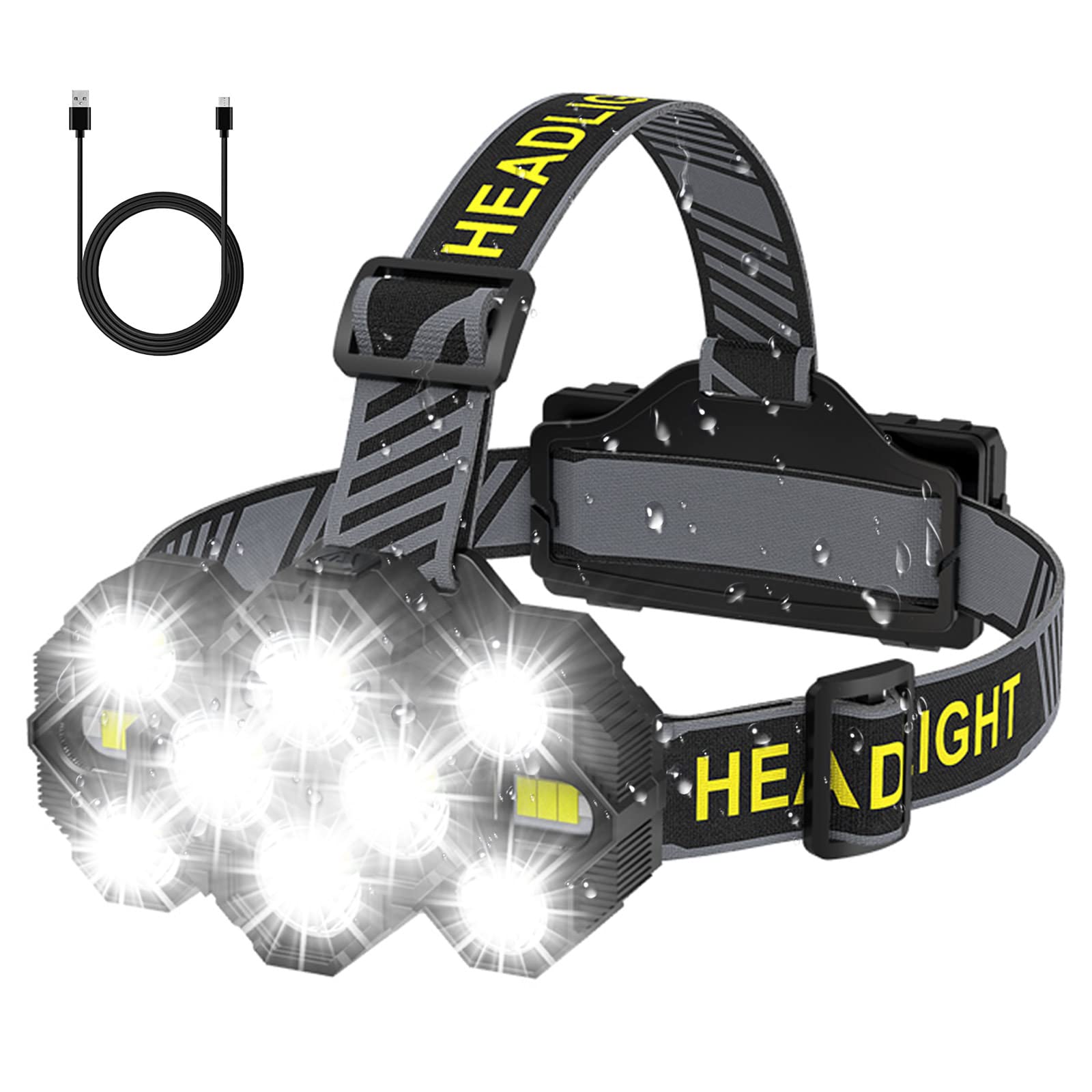 Victoper Headlamp Rechargeable, 22000 Lumen Bright 10 LEDs Head Lamp, 8+2 Modes Head Light with Red Light for Adult, Waterproof Head Flashlight for Outdoor Running, Hunting, Camping, Hiking