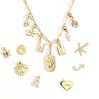 Statement Gold Charm Necklace, Build your Own Charm Necklace for Women, Mother's Day Gift, DIY Ruby Charm Necklace, Custom Name Initial Charms -P-CHARM-MIX-N