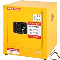 VEVOR Safety 11 Gal, Cold-Rolled Steel Flammable Liquid Storage Cabinet, 16.9 x 16.9 x 18.2 in Explosion Proof with 1 Door for Industrial Use, NFPA Code 30 OSHA Standards Yellow