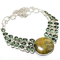 Bumble Bee Jasper, Green Amethyst 925 Sterling Silver Necklace 18