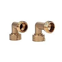 Camco 90-Degree Hose Elbow For RVs — Solid Brass Construction— Certified Lead-Free — Features Convenient Easy Grip Connector — For RV Water Hoses, Residential Outdoor Faucets, & More — 2-Pack (22507)