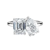 Diamond Wish IGI Certified 3 1/4 Carat Pear and Emerald Cut Lab Grown Diamond You and Me Toi et Moi Duo 2-Stone Engagement Ring for Women in 14k Gold (I-J, VS-SI, cttw) Anniversary Ring Size 4 to 9