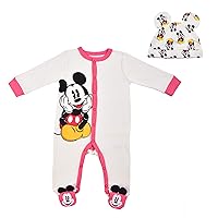 Boy's Mickey Mouse Footed Coverall Bodysuit Onesie with Hat Set