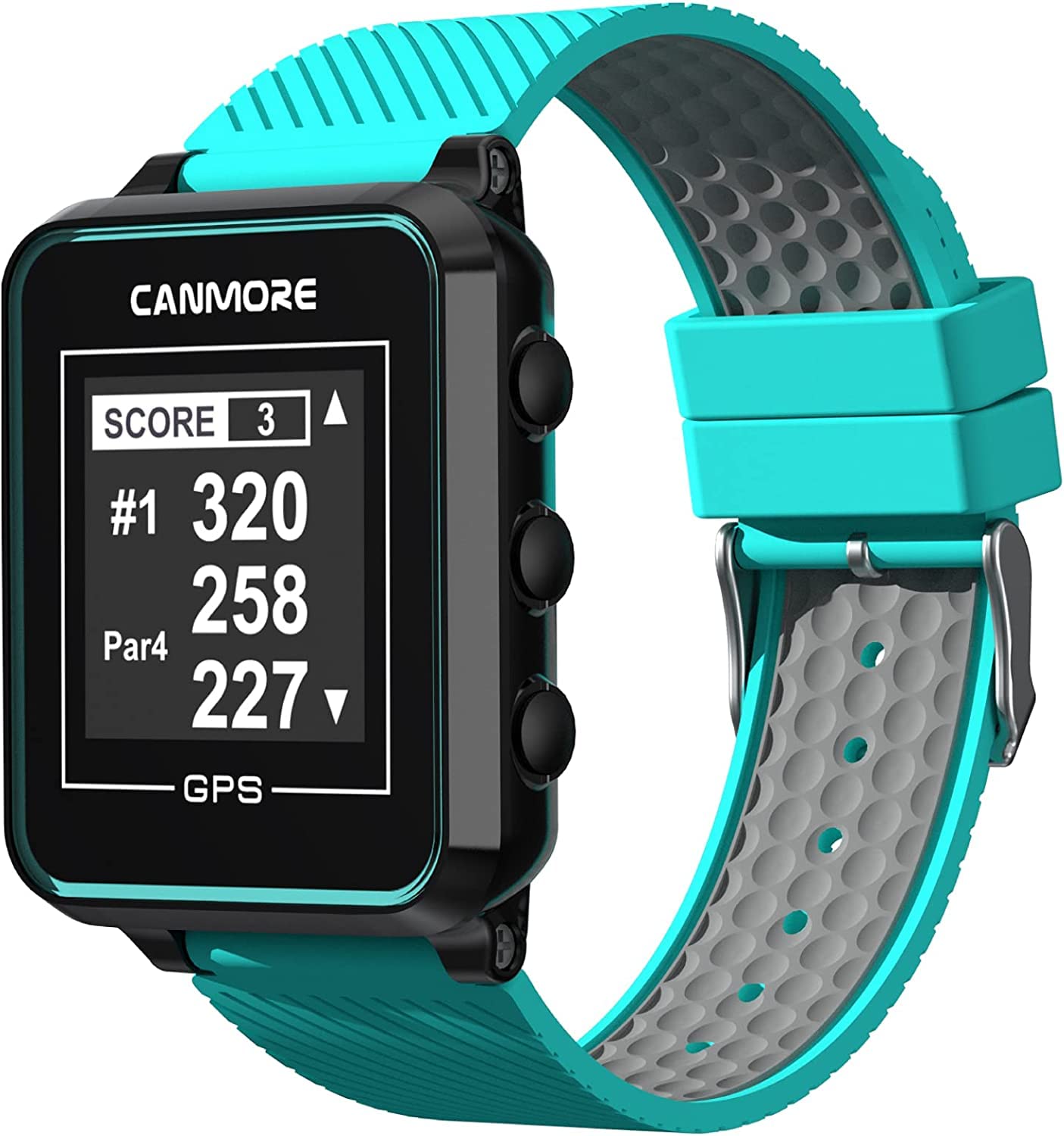 CANMORE TW353 Golf GPS Watch for Men and Women, High Contrast LCD Display, Free Update Over 40,000 Preloaded Courses Worldwide, Lightweight Essential Golf Accessory for Golfers, Turquoise/Gray