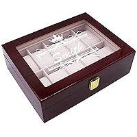 Custom Engraved Watch Storage Case Box - Groomsmen Father's Day Gift - Personalized - Crown Style (Premium Rosewood)