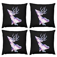 Watercolor Deer Plush Pillow Cases Soft Pillow Covers Smooth Cushion Covers for Sofa Bed Set of 4 12 